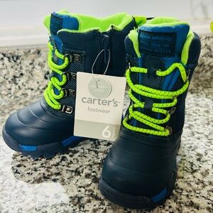 Carter's Kids/ toddler Snow Boots - Navy and Neon Green
